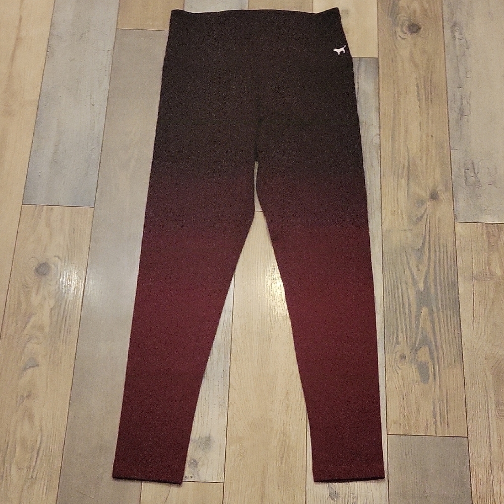 PINK Victoria's Secret  Yoga Maroon and Black Ombre Leggings